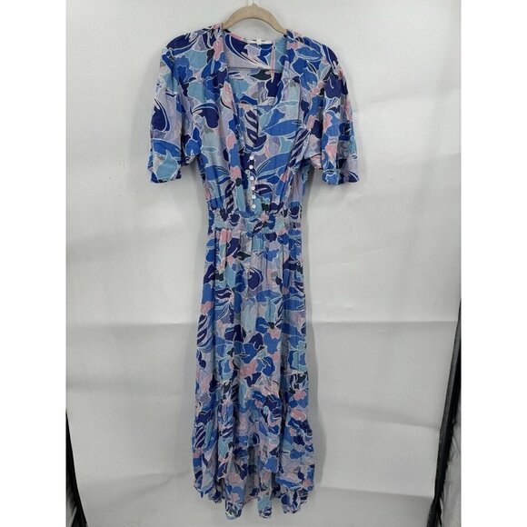 Able The Label Maxi Dress Women Small Blue Floral Bohemian Fairycore Whimsical - Picture 1 of 9